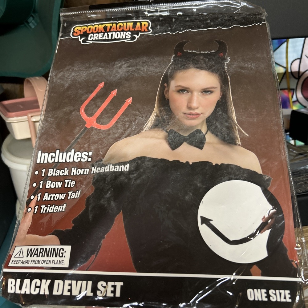 SPOKTACULAR CREATIONS BLACK DEVIL COSTUME SET ADULT NIP